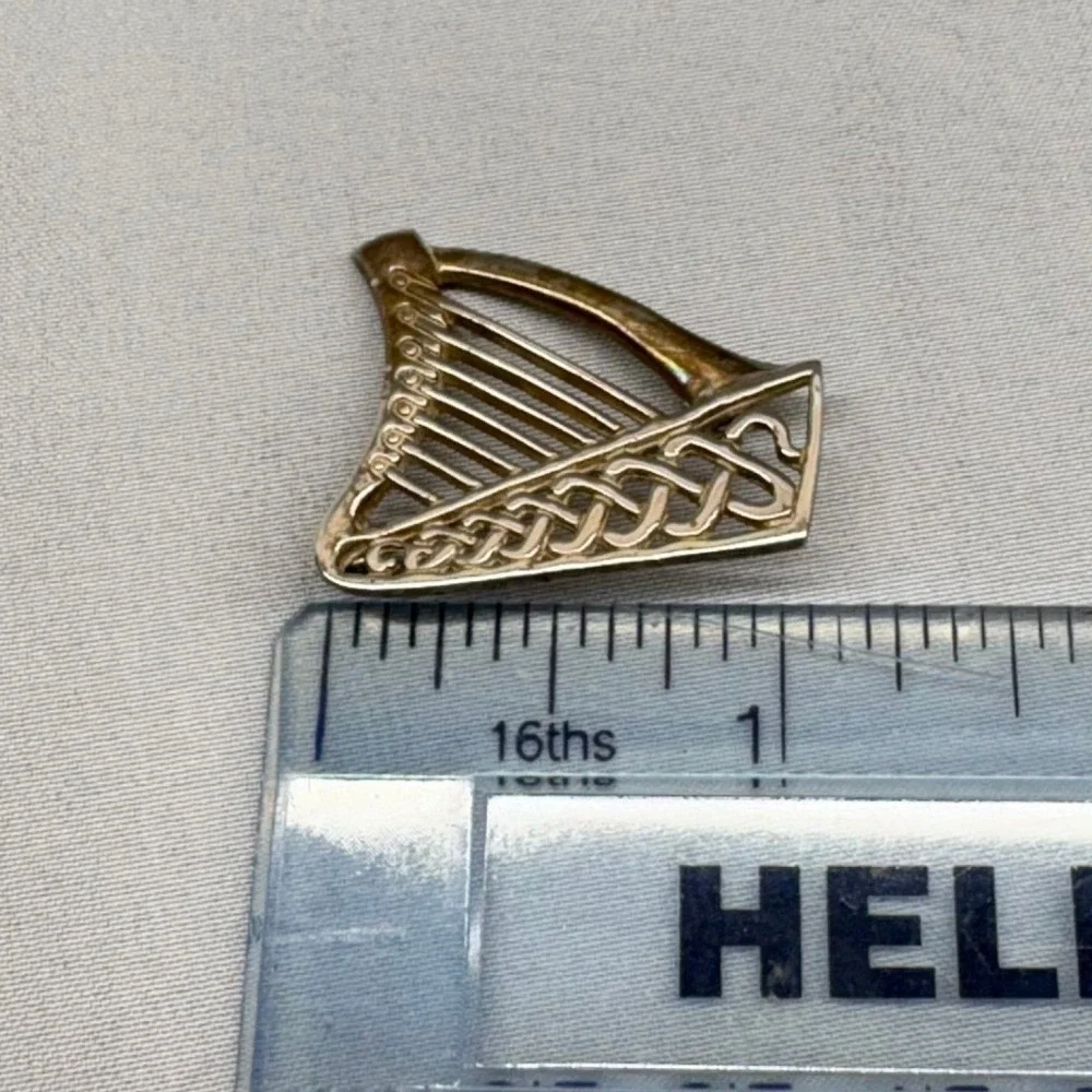 Unbranded Harp Brooch Unisex OS Silver Good Celtic Knot 925 Sterling Vintage